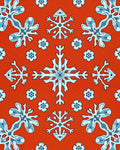 Crimson Snowflakes with Blue Floral Accents Rug