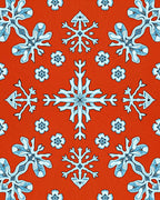 Crimson Snowflakes with Blue Floral Accents Rug