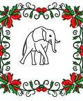 Holiday Red Green Floral Elephant Rug