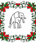 Holiday Red Green Floral Elephant Rug