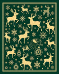 Golden Deer Snowflakes Festive Ornament Rug