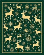 Golden Deer Snowflakes Festive Ornament Rug