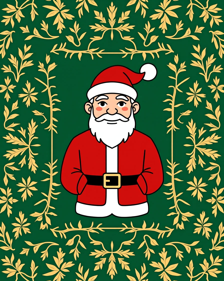 Festive Green Santa Scrollwork Rug
