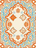 Orange Blue Floral Medallion Rug