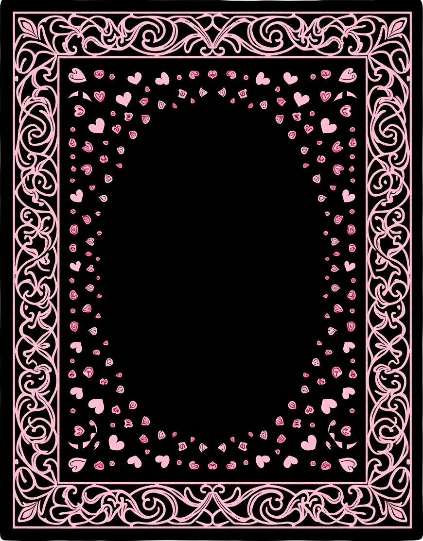 Pink Heart Swirl Border Rug