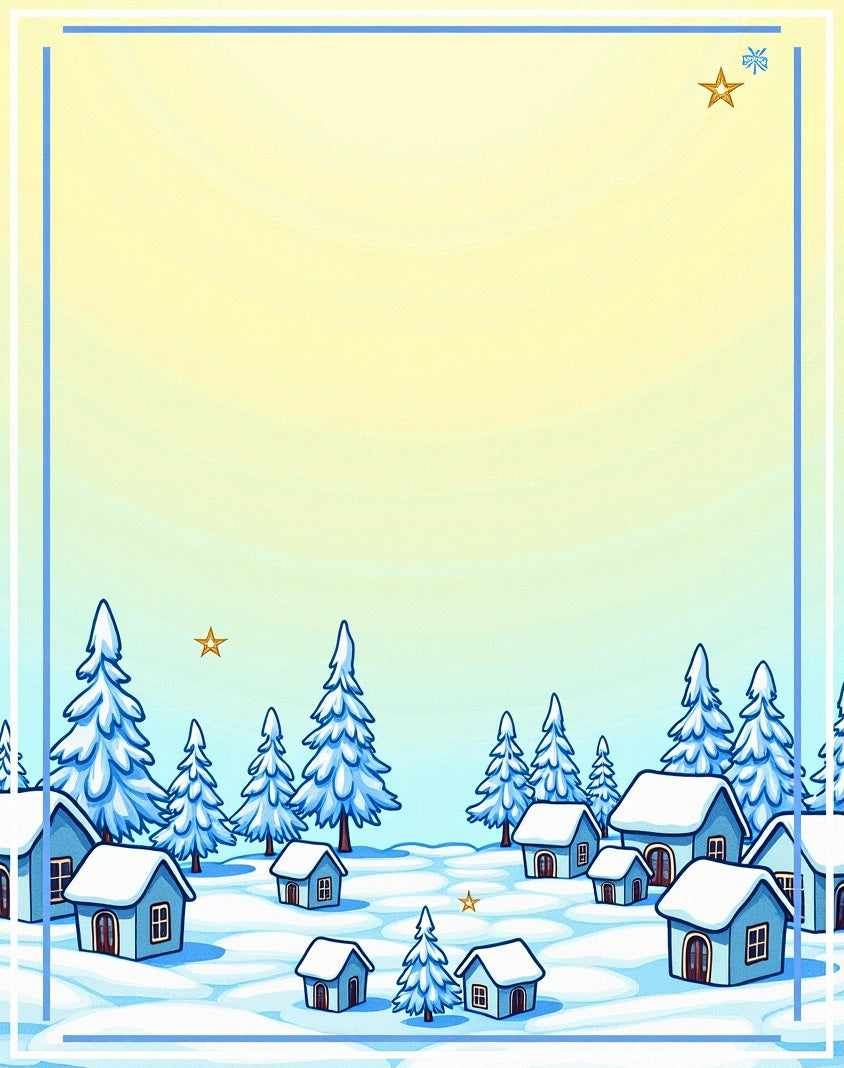 Winter Village Snowscape Ice Blue Rug