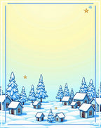 Winter Village Snowscape Ice Blue Rug