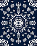 Midnight Blue White Snowflake Mandala Rug