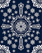 Midnight Blue White Snowflake Mandala Rug