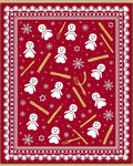 Red Snowman and Snowflakes Folk Art Rug