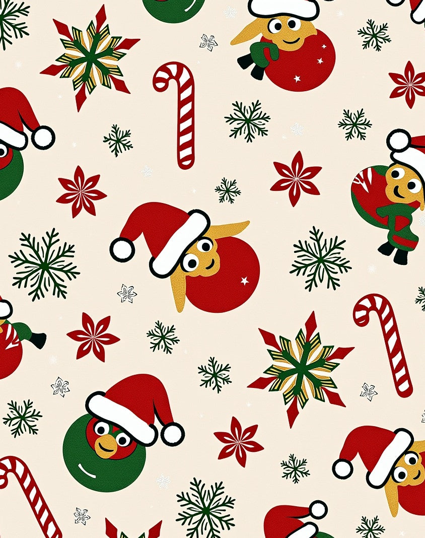 Jolly Christmas Figures Snowflakes Candy Canes Rug