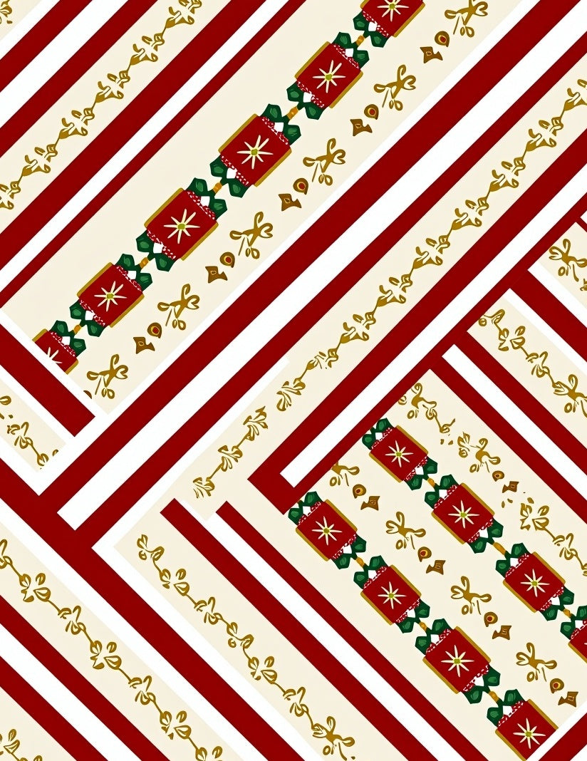 Red Cream Golden Festive Crackers Rug