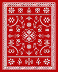 Crimson Traditional Snowflake Forest Rug