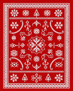 Crimson Traditional Snowflake Forest Rug