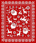 Red Santa Reindeer Snowflake Holiday Rug