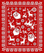 Red Santa Reindeer Snowflake Holiday Rug