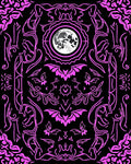 Vibrant Pink Lunar Bat Mandala Rug
