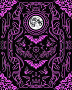 Vibrant Pink Lunar Bat Mandala Rug