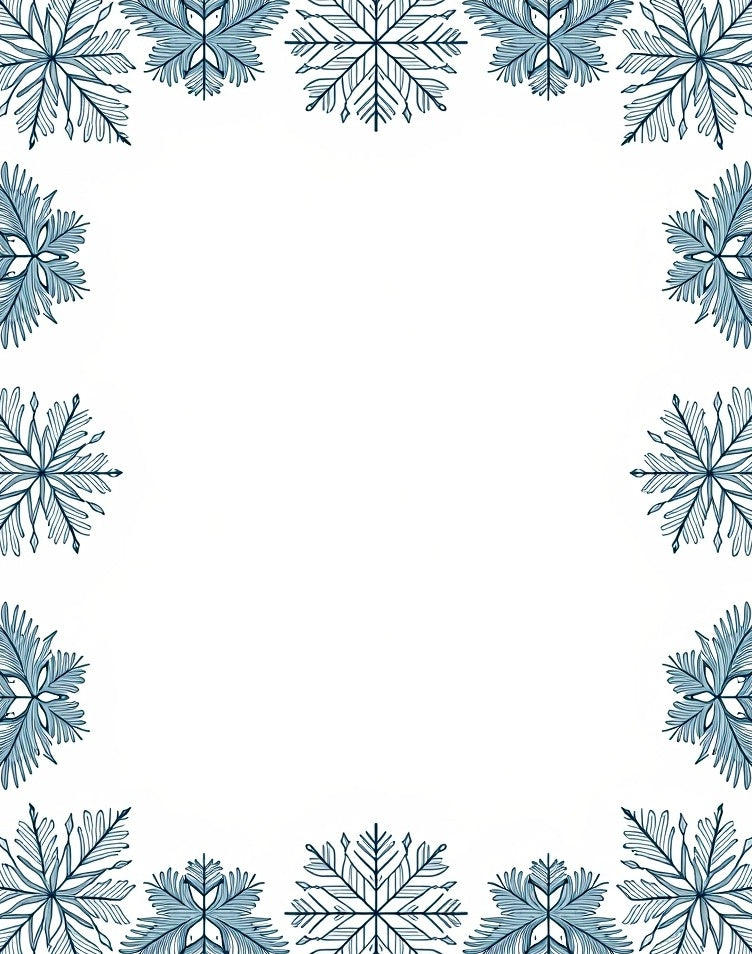 Cool Blue Snowflake Border Rug