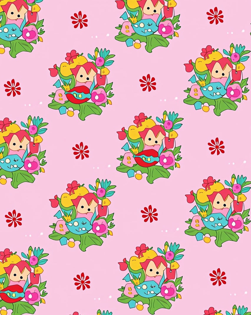 Whimsical Pink Cartoon Monster Garden Rug