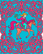 Whimsical Elf Rider Aqua Pink Tapestry Rug