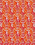 Bold Red Orange Floral Lattice Rug