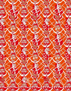 Bold Red Orange Floral Lattice Rug
