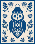 Deep Blue Owl Holly Floral Rug