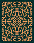 Orange Floral Vines on Emerald Background Rug