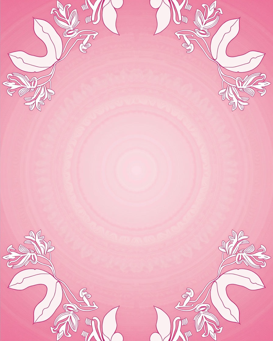 Delicate Pink Floral Vines Mandala Rug