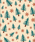 Teal Pine Snowflakes Beige Background Rug