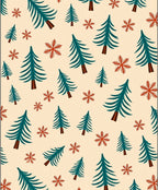 Teal Pine Snowflakes Beige Background Rug