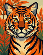 Bold Orange Tiger Majestic Jungle Scene Rug