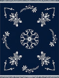 Deep Blue White Floral Medallion Rug