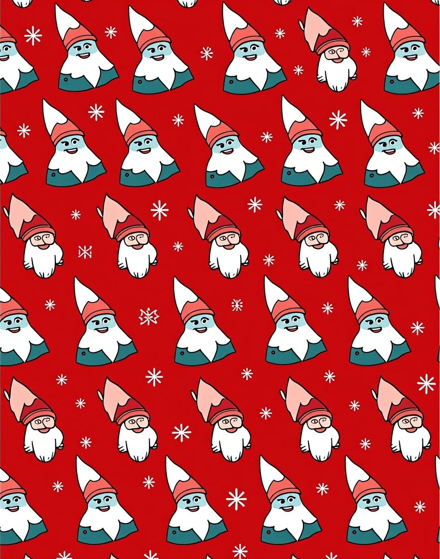 Festive Red Gnome Snowflake Pattern Rug