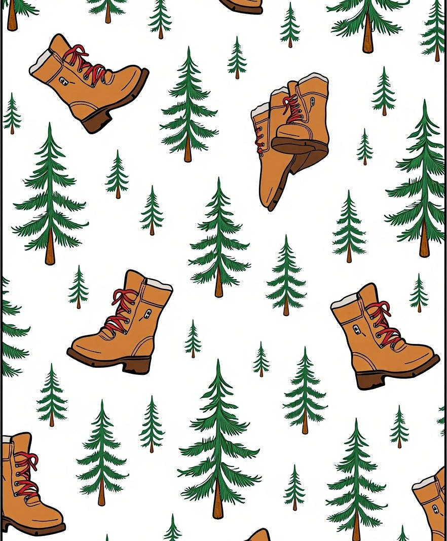 Brown Hiking Boots Forest Scene Rug