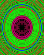 Vibrant Green Magenta Blue Concentric Circles Rug