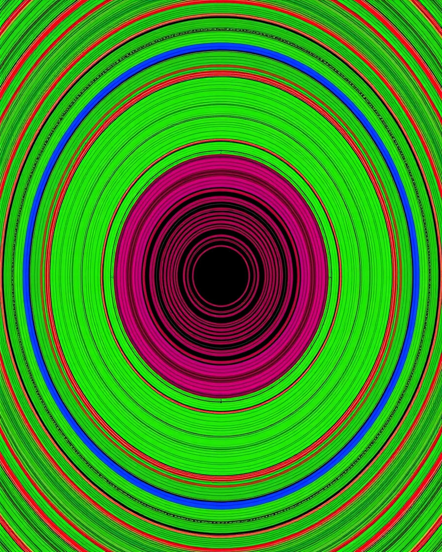 Vibrant Green Magenta Blue Concentric Circles Rug