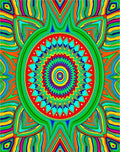 Vibrant Psychedelic Geometric Mandala Rug