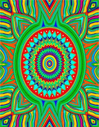 Vibrant Psychedelic Geometric Mandala Rug