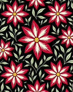 Bold Red White Floral Garden Rug
