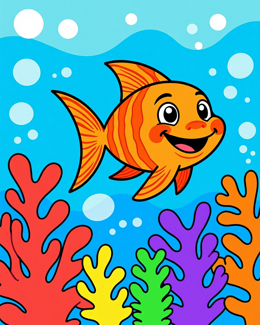 Happy Orange Fish Coral Reef Rug