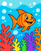 Happy Orange Fish Coral Reef Rug
