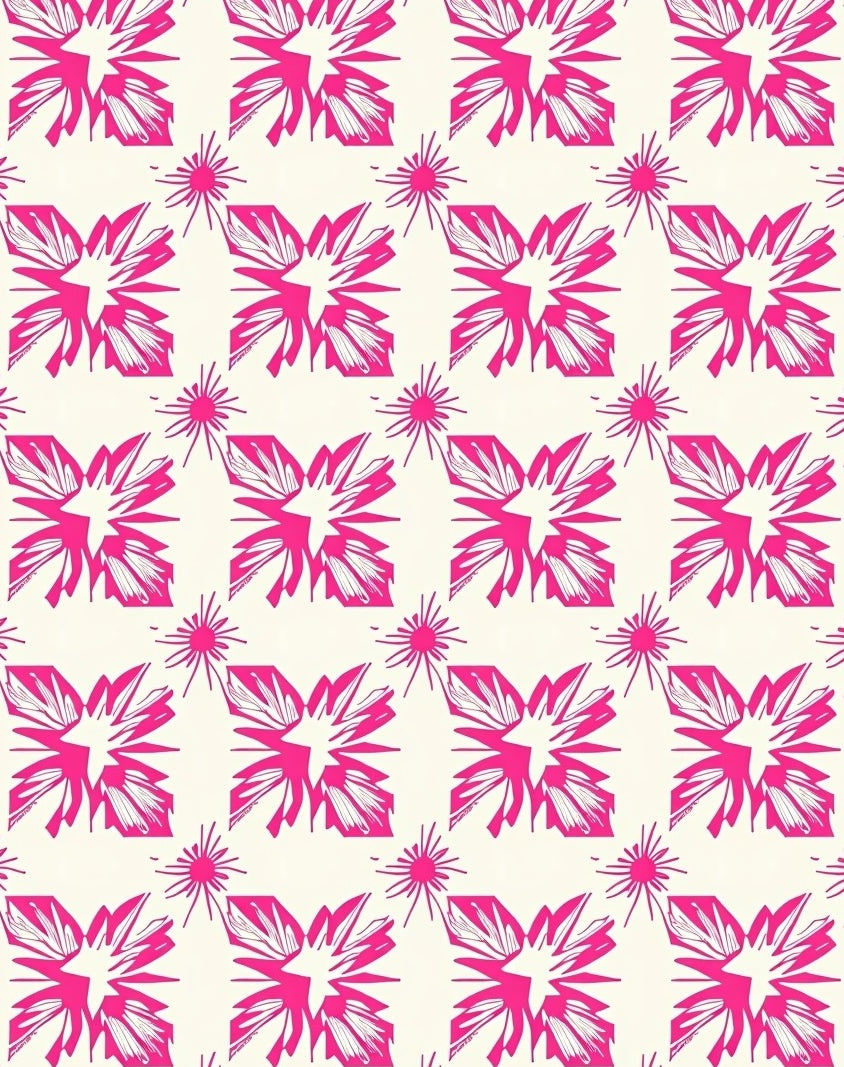 Vibrant Hot Pink Star Burst Rug