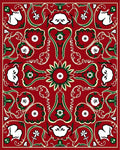Crimson Green Floral Swirl Medallion Rug