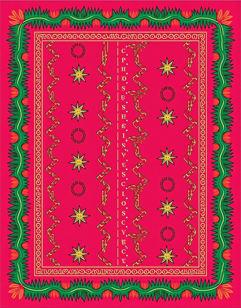 Hot Pink Starburst ZigZag Border Rug