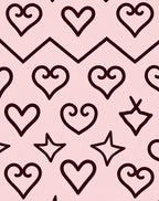 Pink Hearts And Stars Zigzag Rug