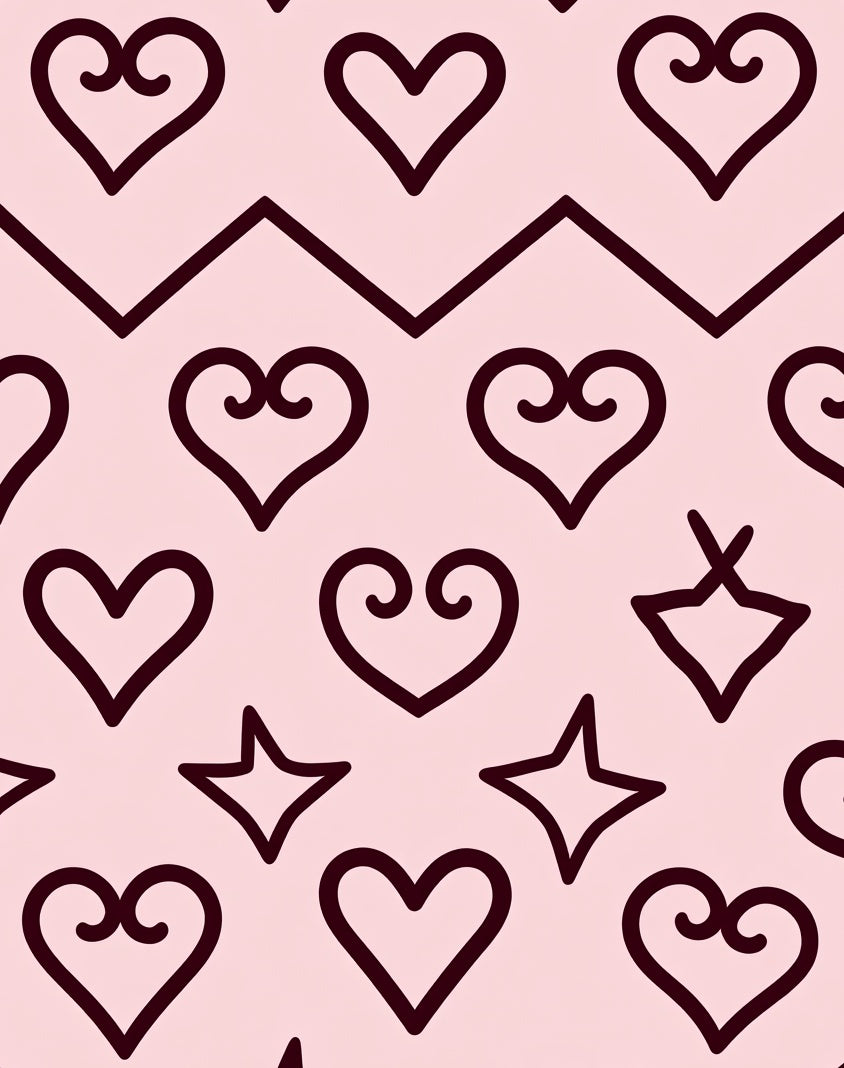 Pink Hearts And Stars Zigzag Rug