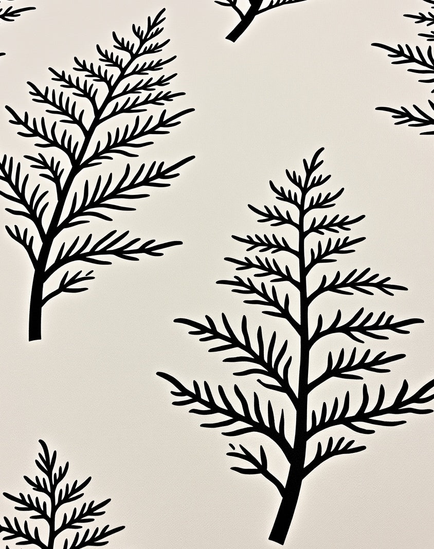 Black Fern Tree Silhouette Rug