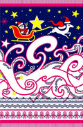 Midnight Blue Santa Sleigh Starry Night Rug